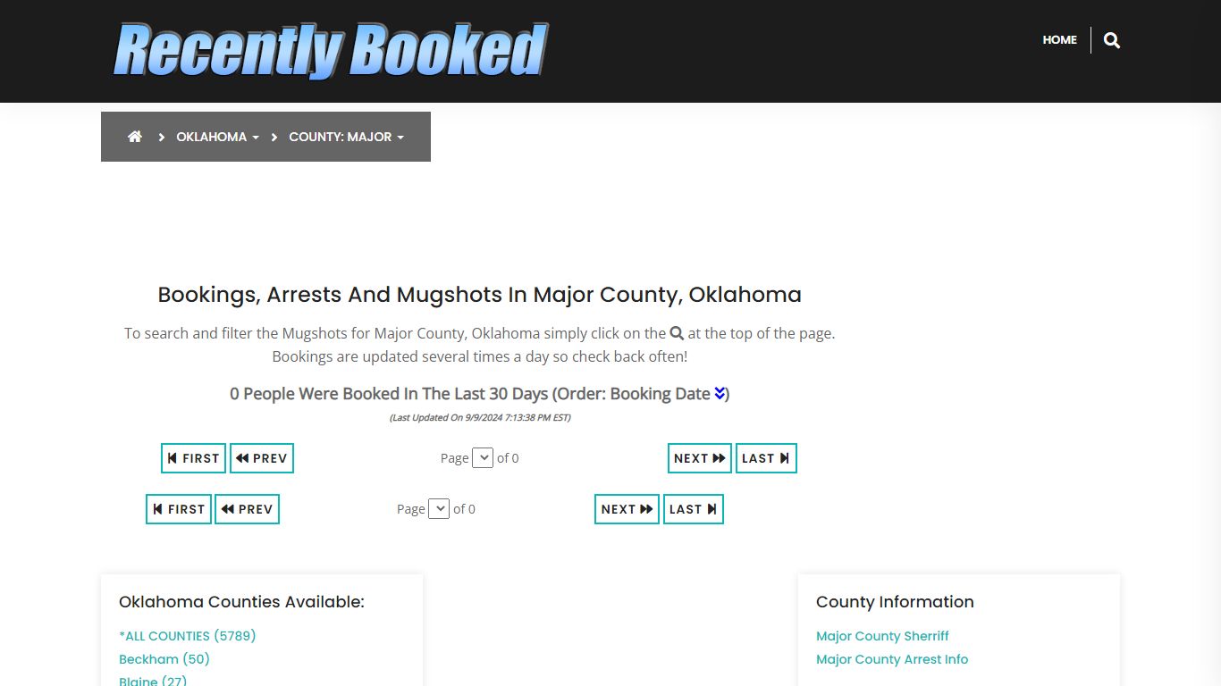 Bookings, Arrests and Mugshots in Major County, Oklahoma - Recently Booked