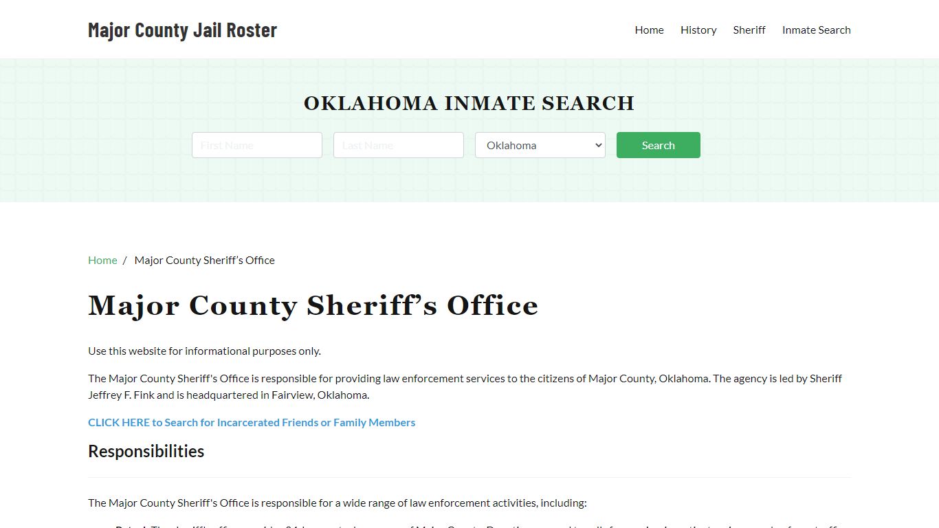 Major County Sheriff Office, OK, Arrest Warrants Search